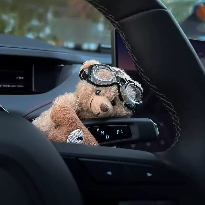 Cute Bear Wiper & Turn Signal Decor Doll, Adorable Car Interior Ornament, Lovely Auto Decoration Gift