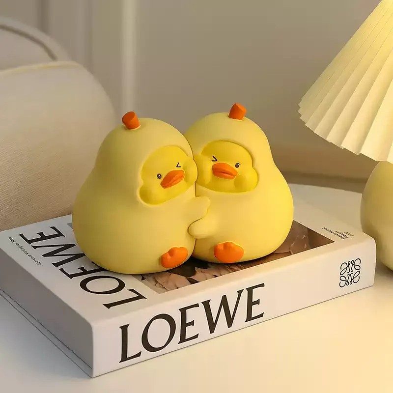 Cute Hugging Duck Pear Bookends, Never Separate Themed Desktop Ornament, Creative Home Decor Gift