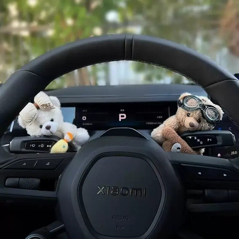 Cute Bear Wiper & Turn Signal Decor Doll, Adorable Car Interior Ornament, Lovely Auto Decoration Gift