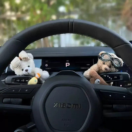 Cute Bear Wiper & Turn Signal Decor Doll, Adorable Car Interior Ornament, Lovely Auto Decoration Gift