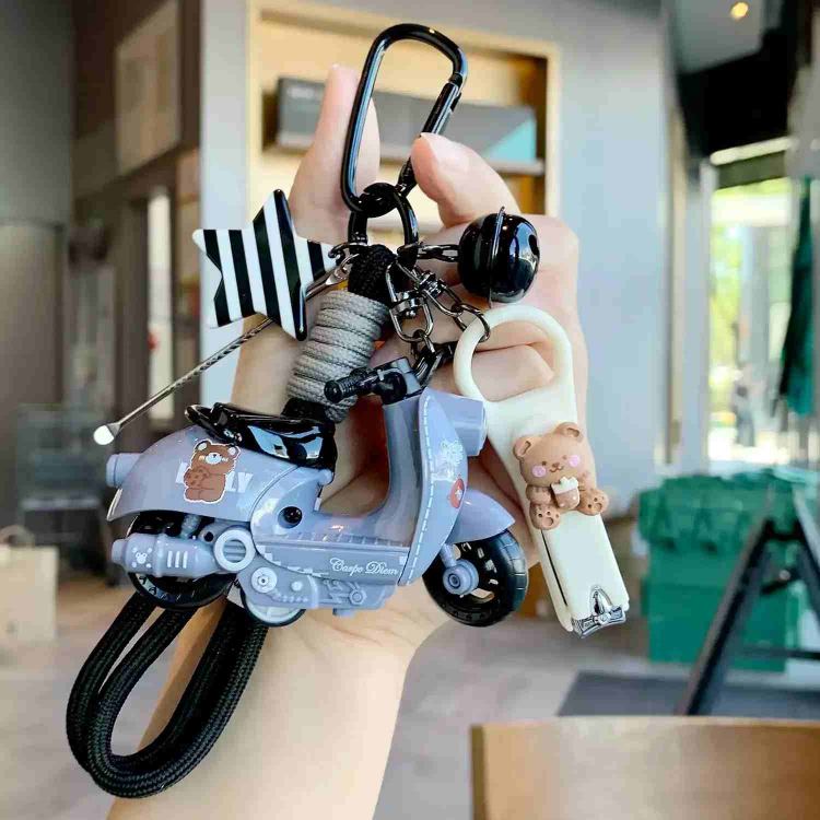 Mini Motorcycle Model Keychain, Bag & Backpack Charm, Electric Bike Key Ring, Creative Gift