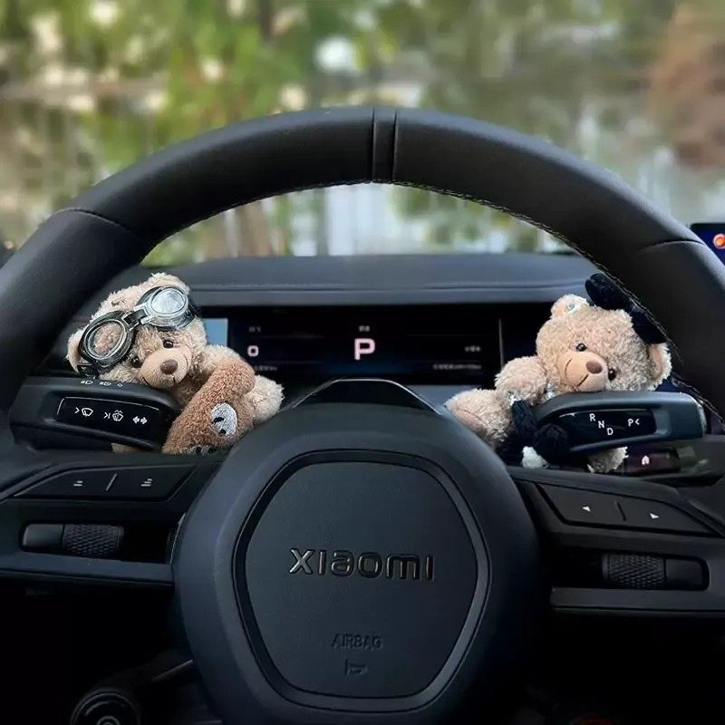 Cute Bear Wiper & Turn Signal Decor Doll, Adorable Car Interior Ornament, Lovely Auto Decoration Gift