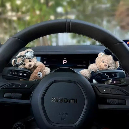 Cute Bear Wiper & Turn Signal Decor Doll, Adorable Car Interior Ornament, Lovely Auto Decoration Gift