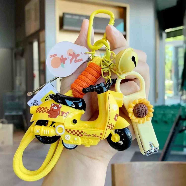 Mini Motorcycle Model Keychain, Bag & Backpack Charm, Electric Bike Key Ring, Creative Gift
