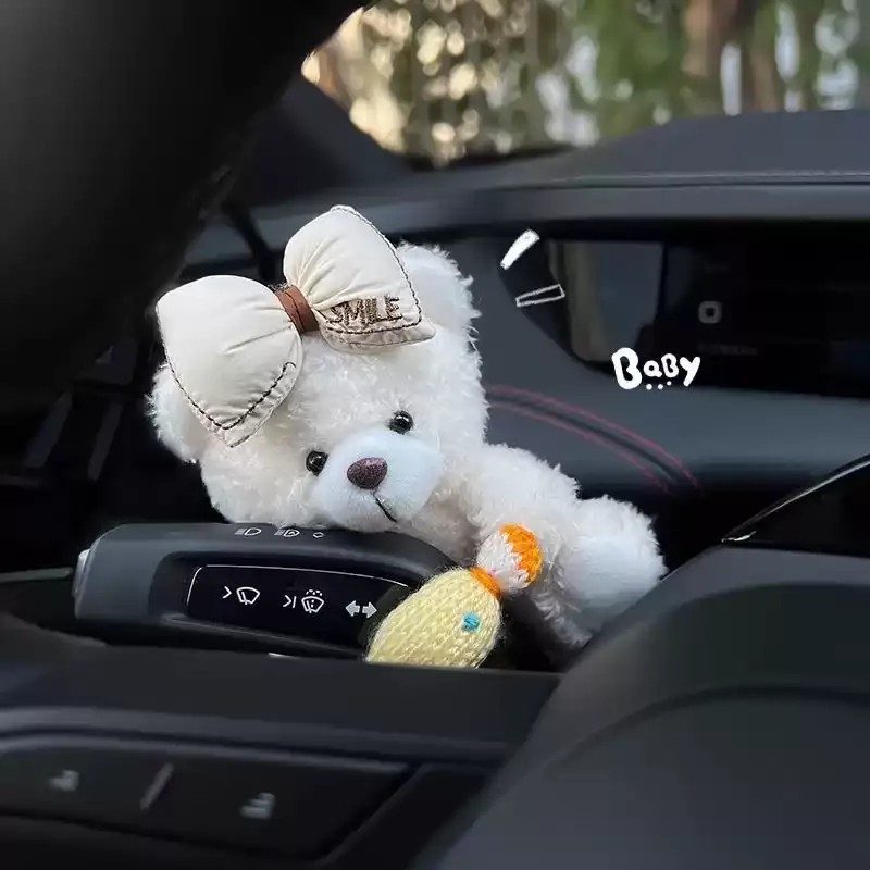 Cute Bear Wiper & Turn Signal Decor Doll, Adorable Car Interior Ornament, Lovely Auto Decoration Gift