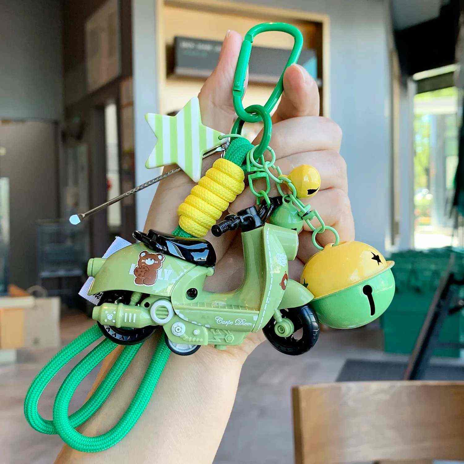 Mini Motorcycle Model Keychain, Bag & Backpack Charm, Electric Bike Key Ring, Creative Gift