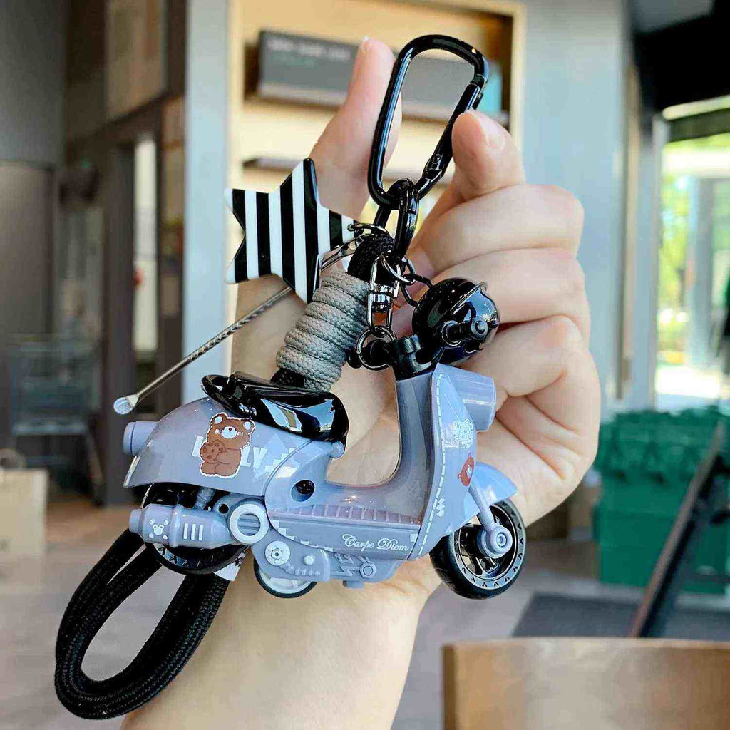 Mini Motorcycle Model Keychain, Bag & Backpack Charm, Electric Bike Key Ring, Creative Gift