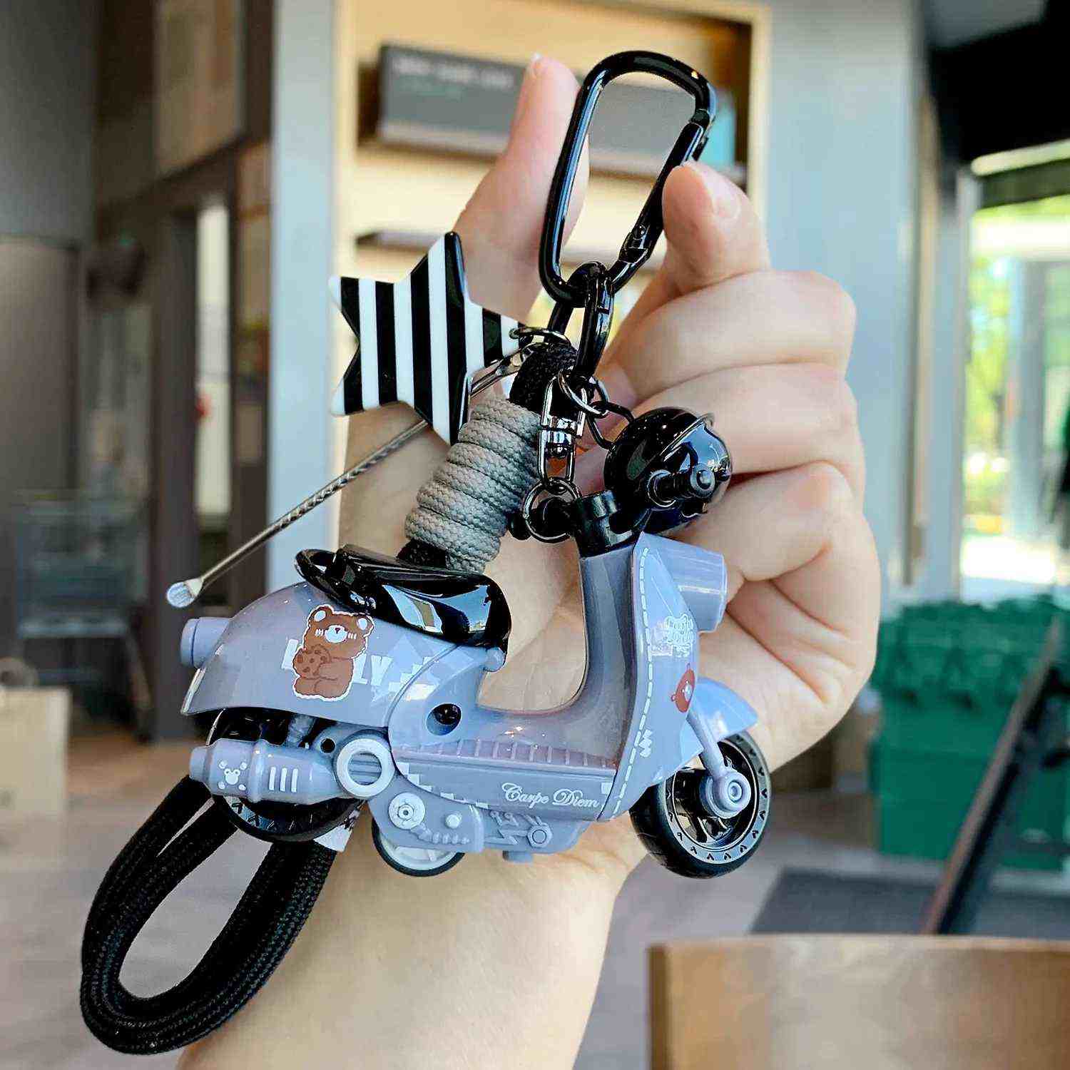 Mini Motorcycle Model Keychain, Bag & Backpack Charm, Electric Bike Key Ring, Creative Gift