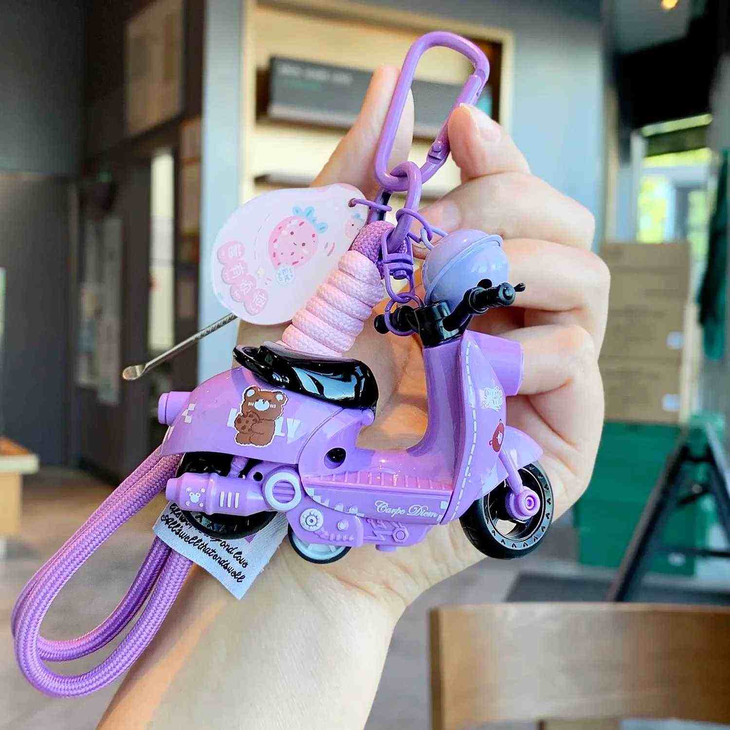 Mini Motorcycle Model Keychain, Bag & Backpack Charm, Electric Bike Key Ring, Creative Gift