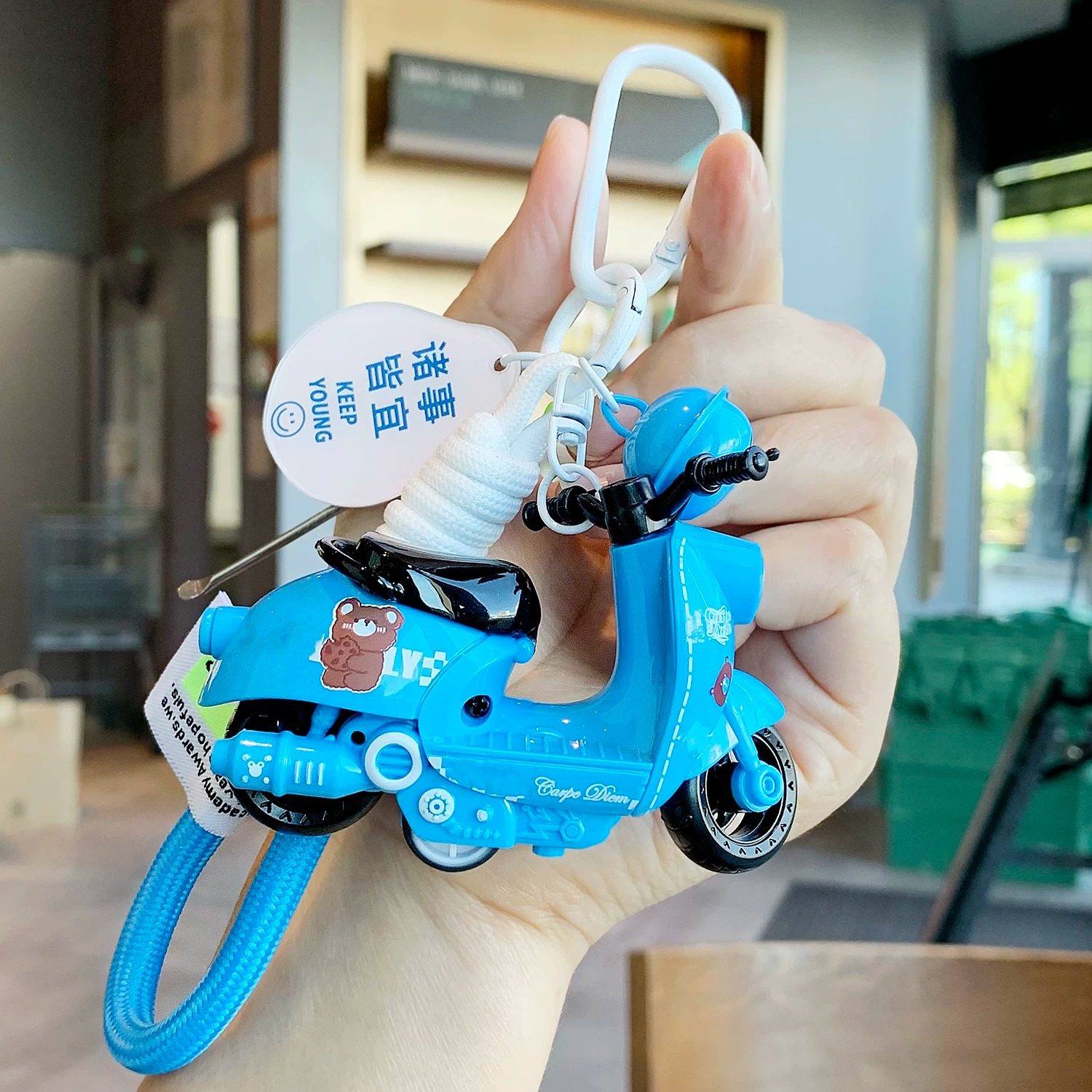 Mini Motorcycle Model Keychain, Bag & Backpack Charm, Electric Bike Key Ring, Creative Gift