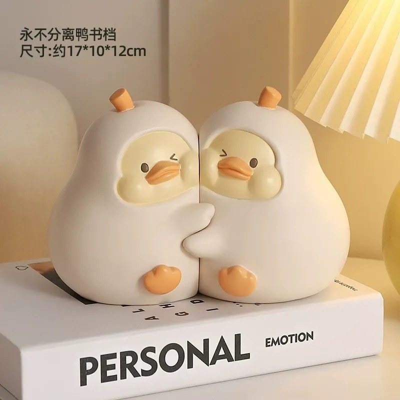 Cute Hugging Duck Pear Bookends, Never Separate Themed Desktop Ornament, Creative Home Decor Gift