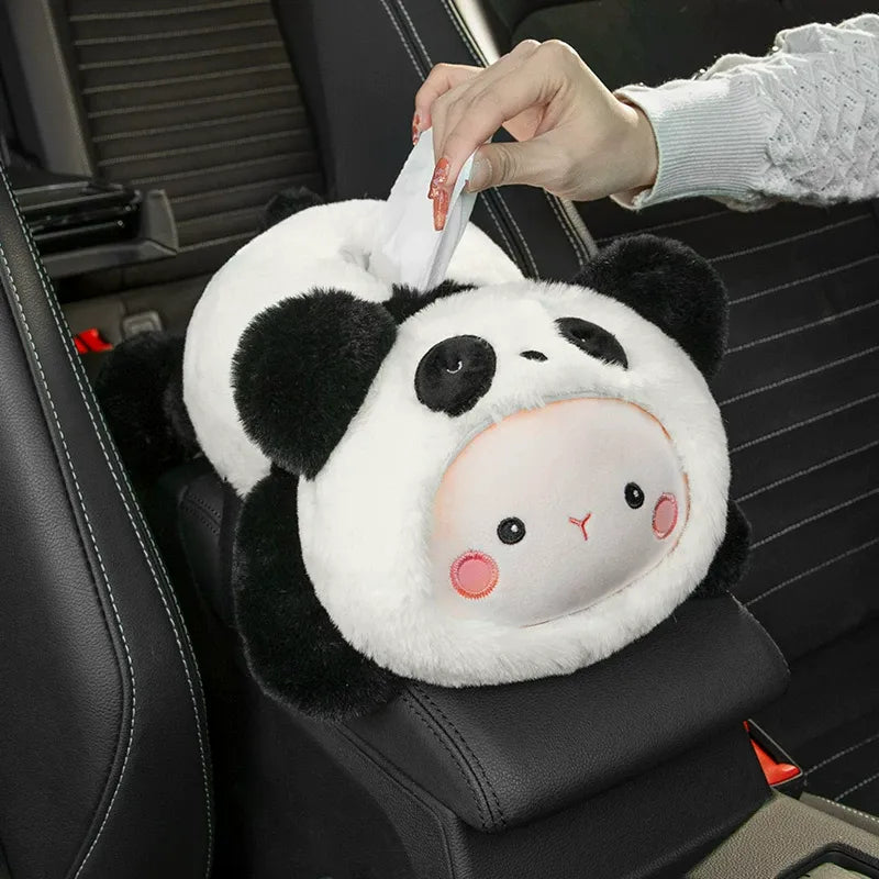 Cute Cartoon Car Tissue Box, Car Armrest Napkin Holder, Hanging Tissue Bag, Auto Interior Decor Accessory