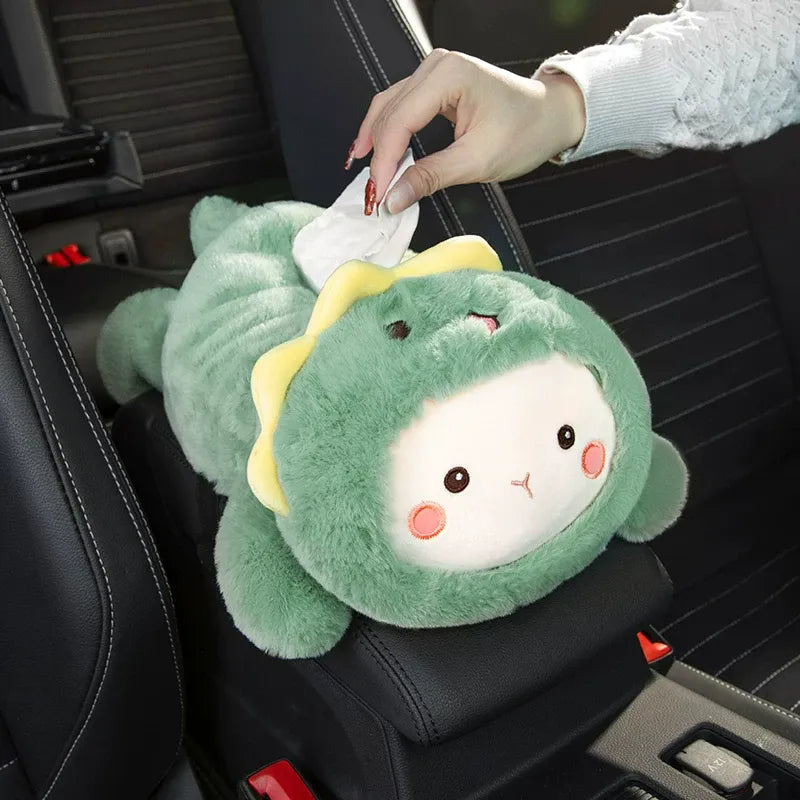 Cute Cartoon Car Tissue Box, Car Armrest Napkin Holder, Hanging Tissue Bag, Auto Interior Decor Accessory