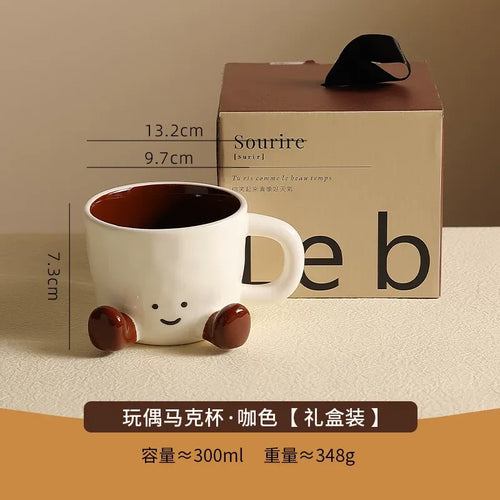 Cute Creative Ceramic Coffee Mug, Couple Water Cup, Birthday Gift for Women & Best Friends