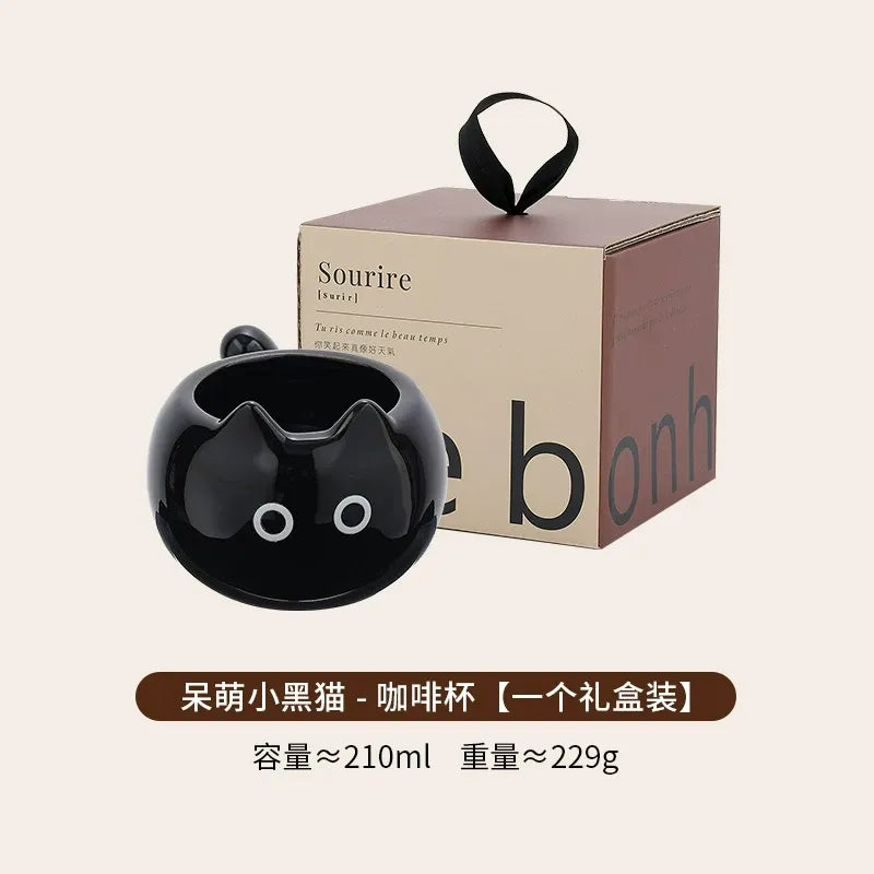 Siamese Cat Ceramic Coffee Mug, Elegant Couple Cup for Office & Gift