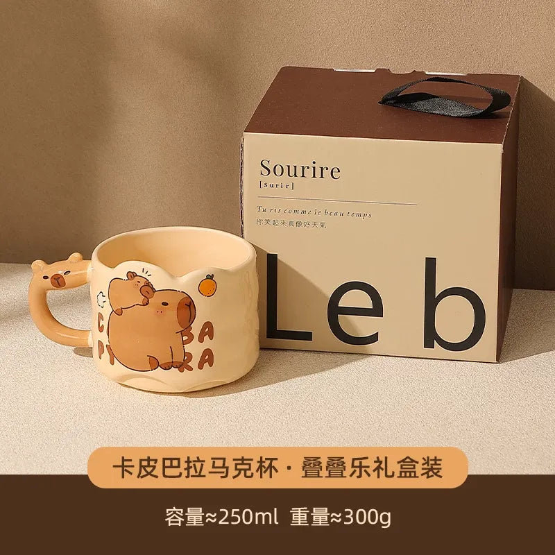 Cute Capybara Ceramic Mug, Couple Coffee Cup for Home & Office