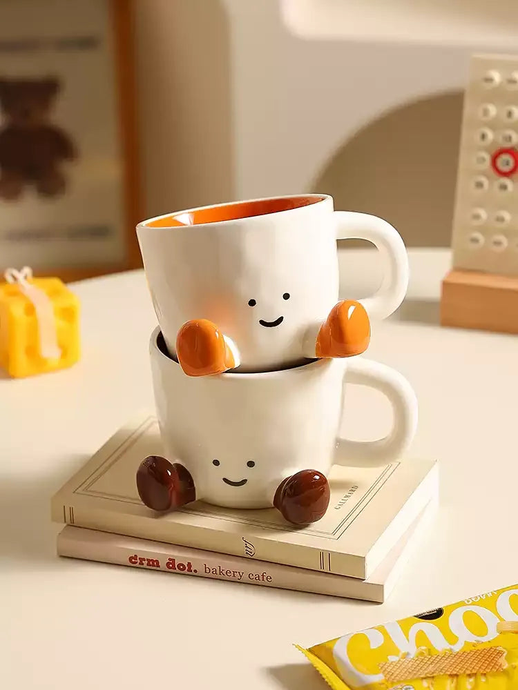 Cute Creative Ceramic Coffee Mug, Couple Water Cup, Birthday Gift for Women & Best Friends