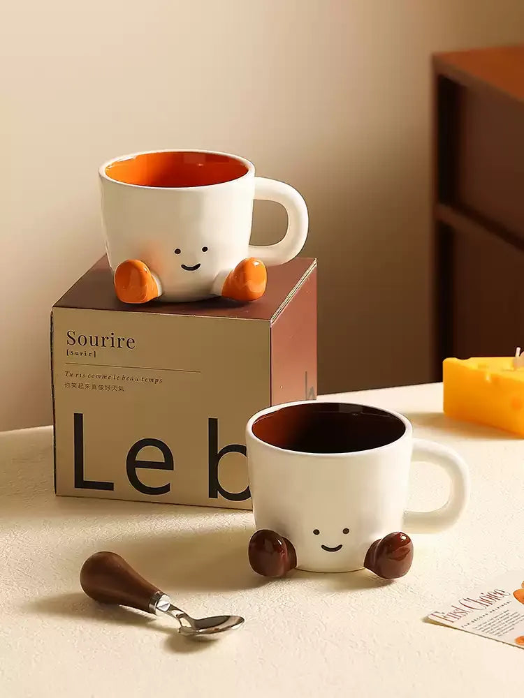 Cute Creative Ceramic Coffee Mug, Couple Water Cup, Birthday Gift for Women & Best Friends