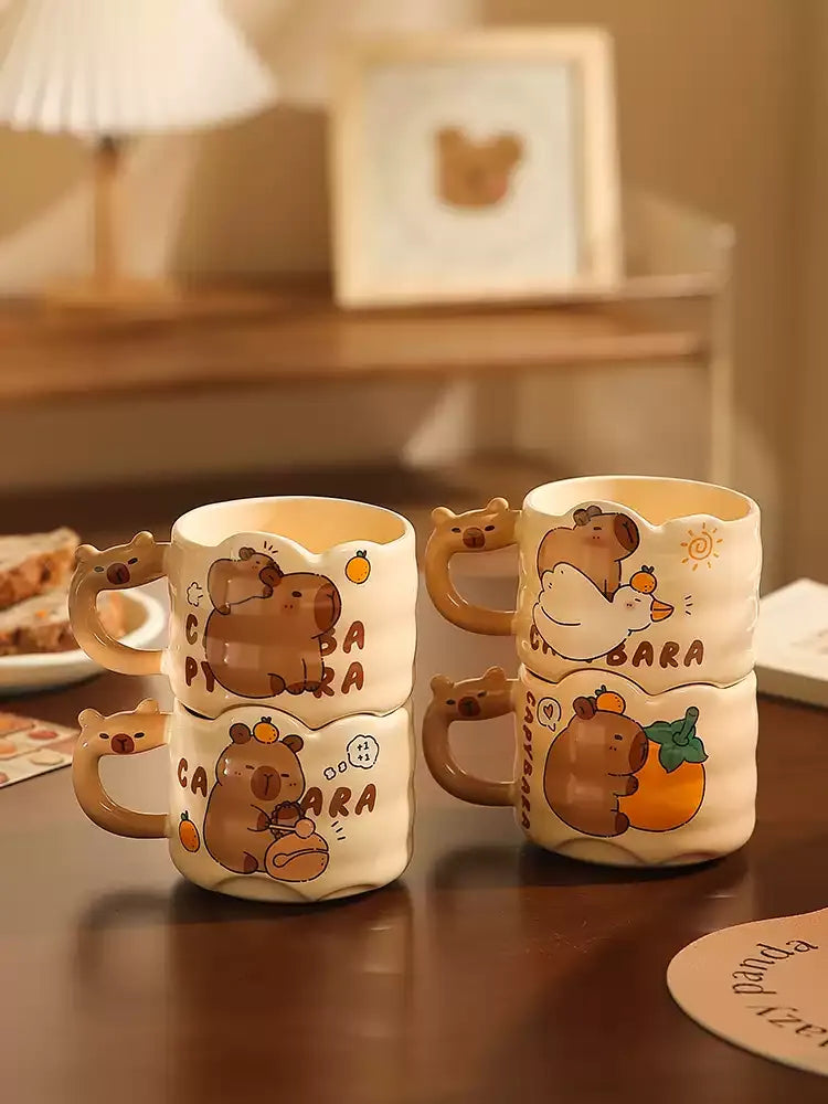 Cute Capybara Ceramic Mug, Couple Coffee Cup for Home & Office