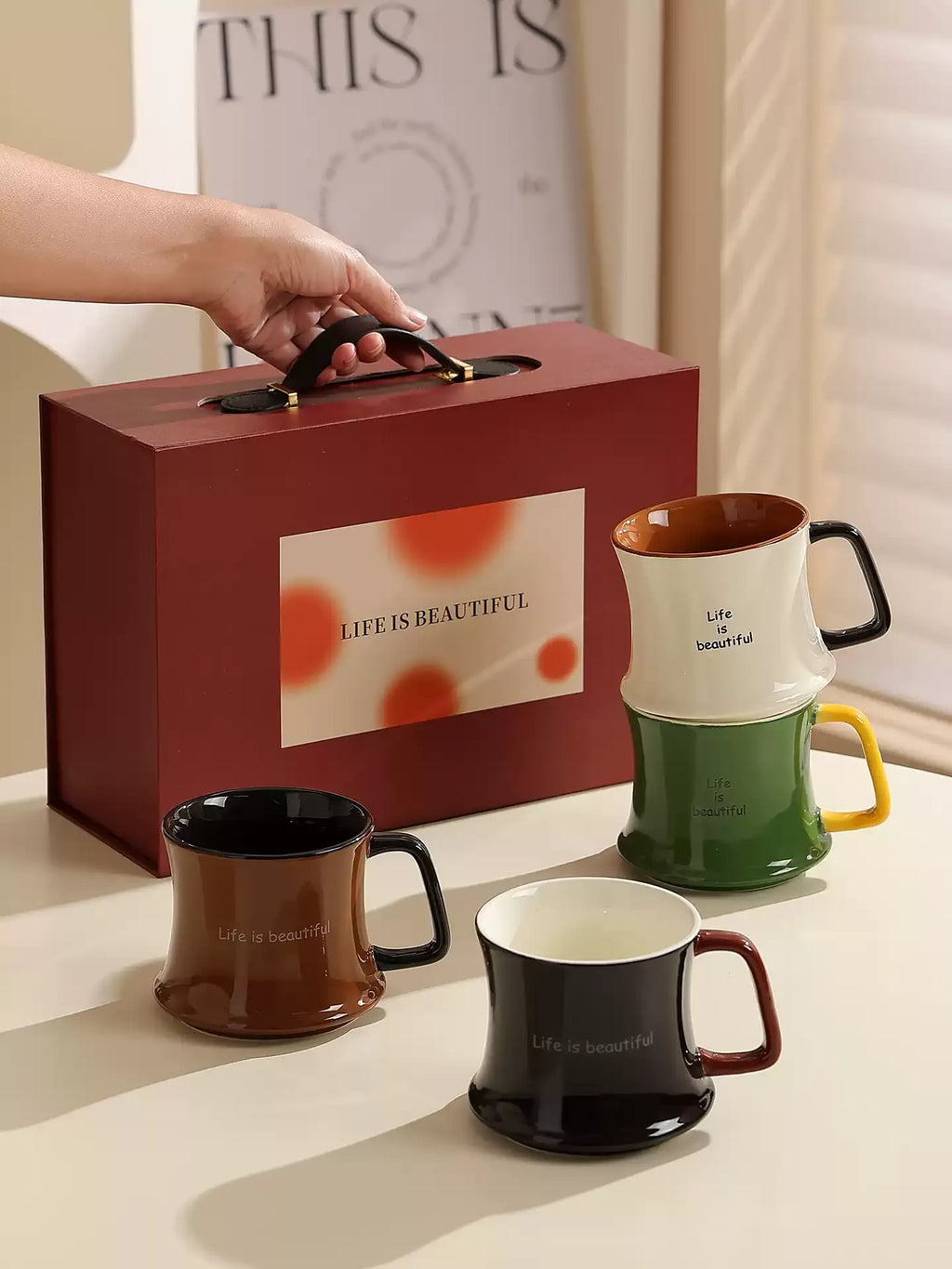 Aesthetic Ins-style Ceramic Coffee Mug, Unique Premium Creative Original Cup for Home Daily Use