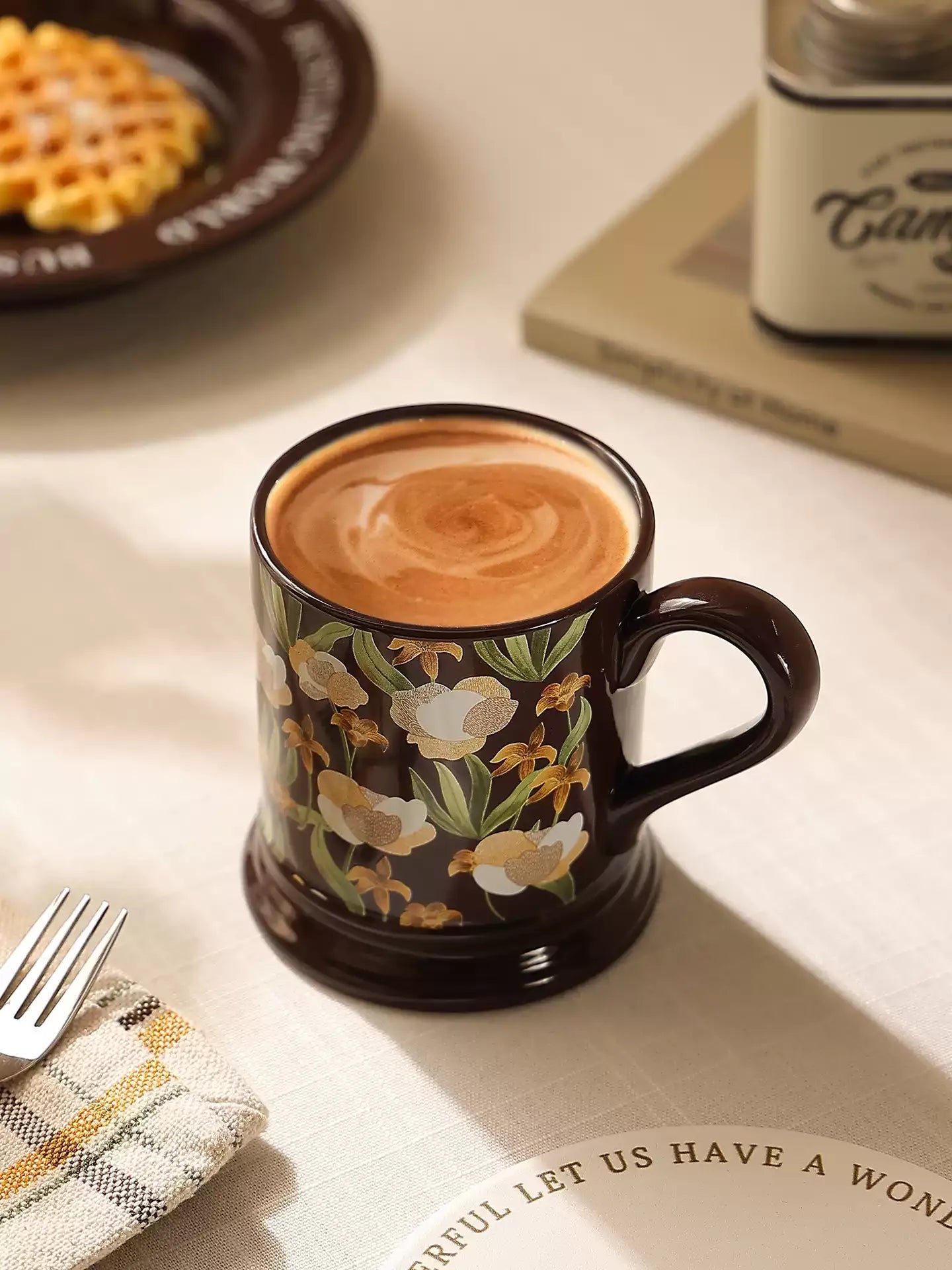 French Aesthetic Couple Ceramic Mug, Niche Coffee Cup for Home Office