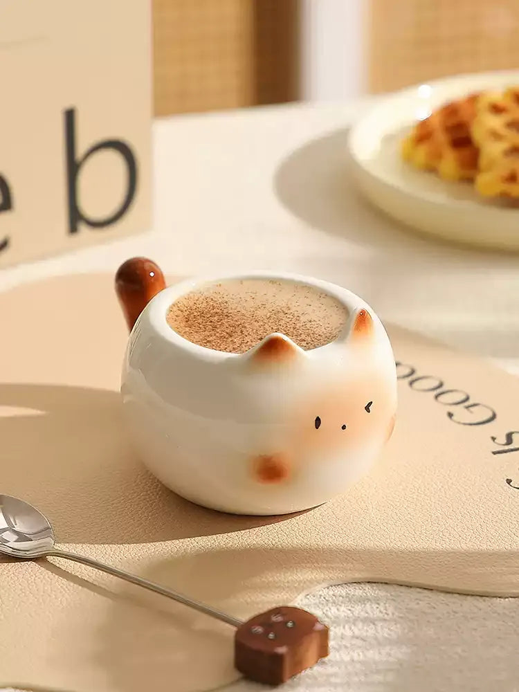 Siamese Cat Ceramic Coffee Mug, Elegant Couple Cup for Office & Gift