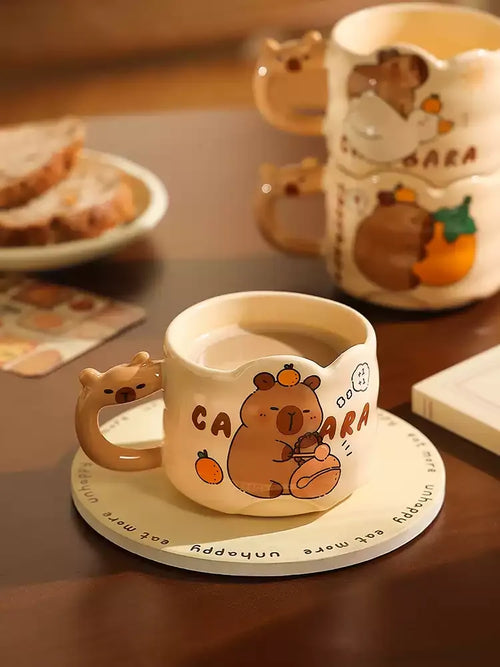 Cute Capybara Ceramic Mug, Couple Coffee Cup for Home & Office
