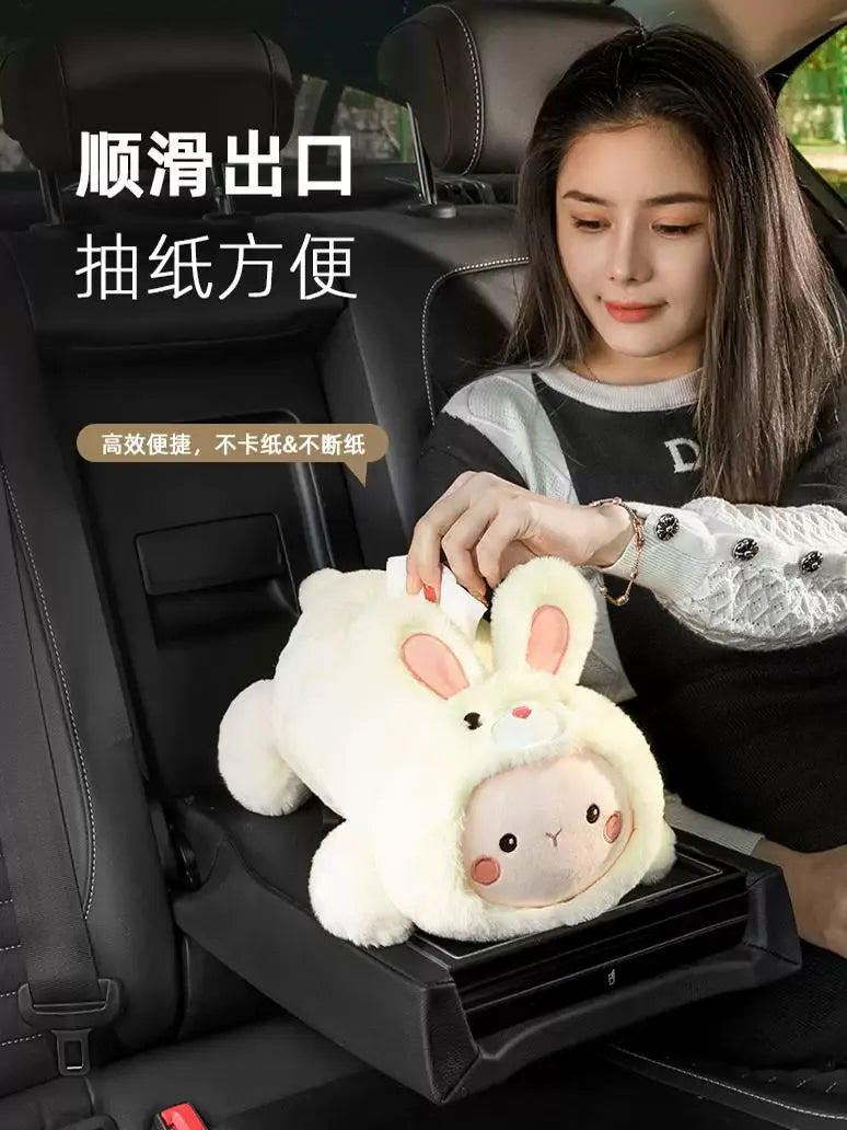 Cute Cartoon Car Tissue Box, Car Armrest Napkin Holder, Hanging Tissue Bag, Auto Interior Decor Accessory